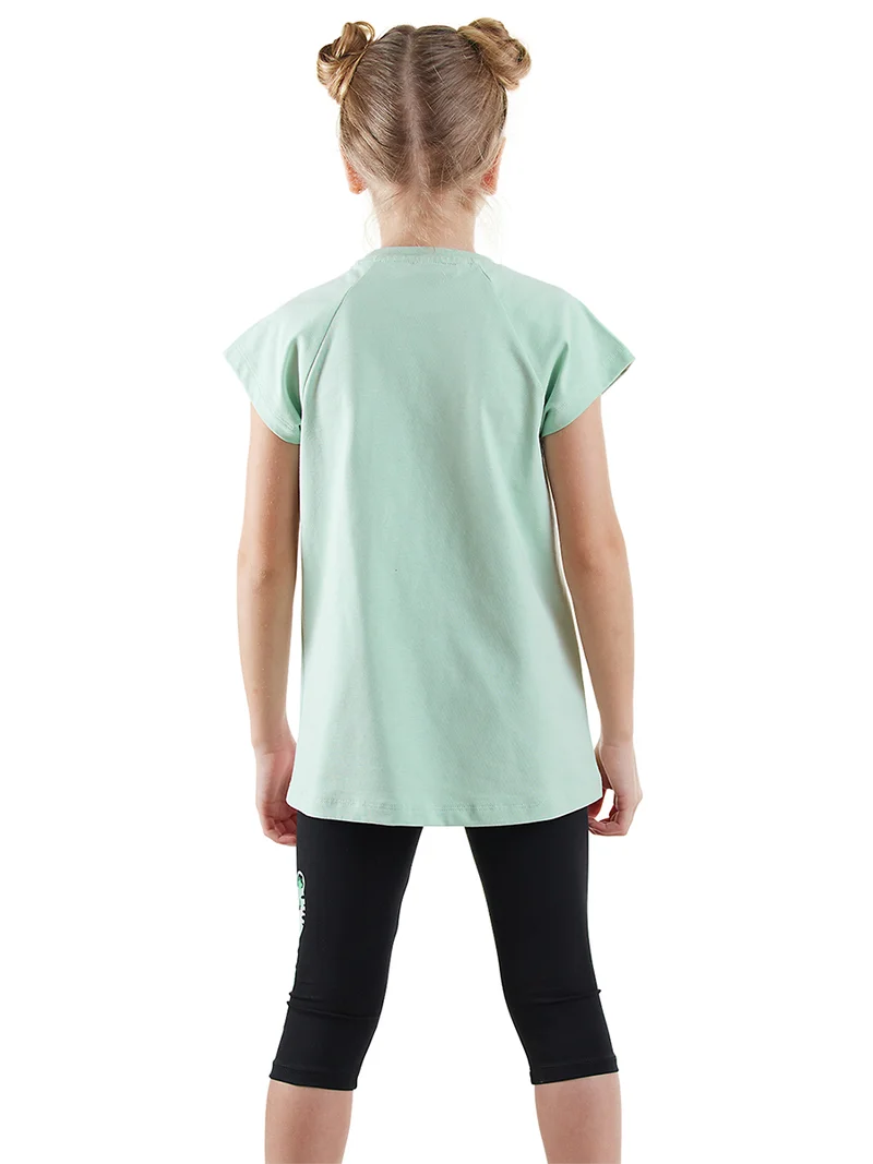 دينوكيدس طقم بناتي تي شيرت وسروال بنمط نمور مزدوجة